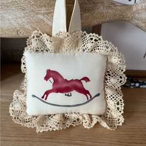 Country Primitive Horse decor pillow with lace